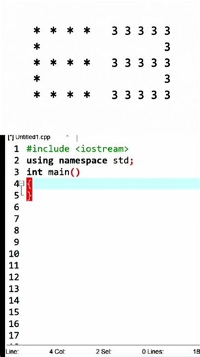 C++ Digit 3 Pattern Printing 🔥 | Star (*) and Number 3 Pattern Using Nested Loops