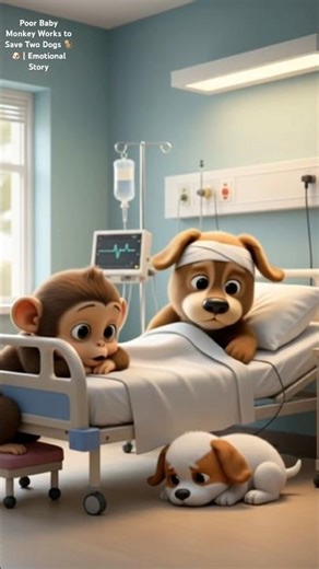 Poor Baby Monkey Works to Save Two Dogs 🐒🐶 | Emotional Story #shorts