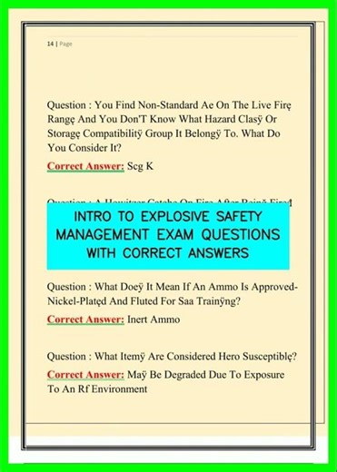 INTRO TO EXPLOSIVE SAFETY MANAGEMENT EXAM QUESTIONS WITH CORRECT ANSWERS video