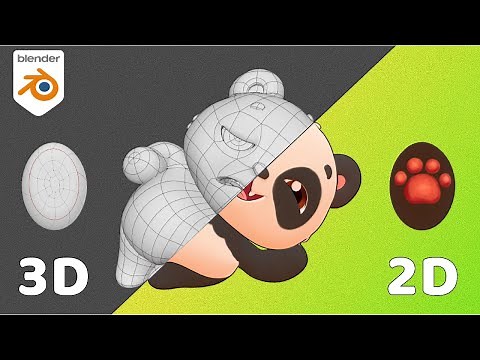 Chibi Panda 3D model painted to look like 2D with Ucupaint add-ons