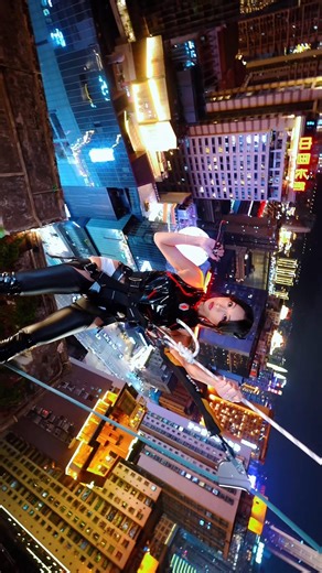 Insane drone shoot in Chongqing, the cyberpunk city✨ #cosplay #photoshoot