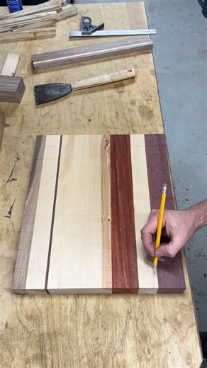 Does anyone else take care to number their slices? I’ve found that I really like to have the grain of each individual board flow into the next. So having the boards numbered allows me to make sure I do that. Especially if you drop a couple on your way to the glue up station. 💀 | Woodcraftbyriverfolk