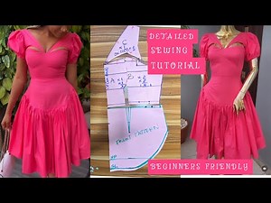 How to sew a simple dress with a trendy keyhole neckline and circular ruffles for beginners.