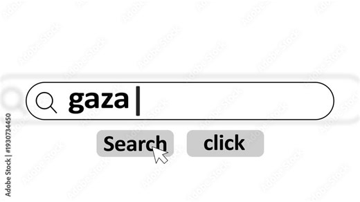 gaza Search Bar with click Animation. vintage screen. Typed In Search Engine Bar On Digital Screen.
