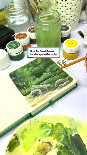 Painting a Green Landscape in Gouache Tutorial