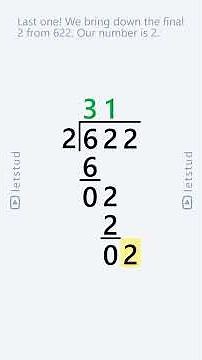 Long Division: 622 divided by 2 | Step-by-Step Math Lesson for Kids & Beginners