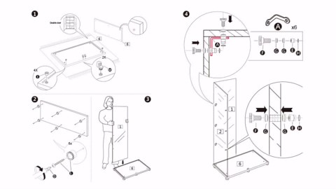 Glass Display Cabinet with 12 Color Lights and Lock 4-Tier 2-Door Curio Cabinets with Wheels Full Vision Showcase Tempered Glass Display Case for Living Room Bedroom Office, 65"*30.9"*13.6"Black