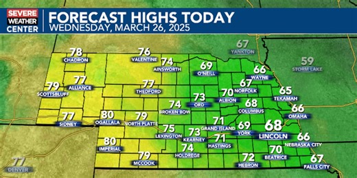 Wednesday Forecast: Another pleasant late March Day across Nebraska