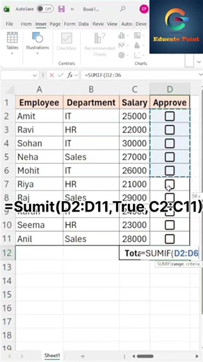 Excel 365 CheckBox Tricks You Must Know | Automatic Total, Filter & Task Status#viralvideo #excel