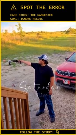 Human.Error.Study on Instagram: "ANALYSIS: He Tried to Shoot 'Gangster Style.' The Gun Fought Back. ⚠️ Video Credit: Viral / Suggested by @troubled.artist_ Case File: 232-NEWTONS-REVENGE Subject Status: Concussed / Ego Bruised The Tactical Failure: The Grip Mechanics: The subject holds the weapon sideways ("Gangster Style") with a single hand. This removes all skeletal support. When you fire a shotgun, the recoil impulse is massive. By rotating his wrist, he turned his arm into a weak hinge rath