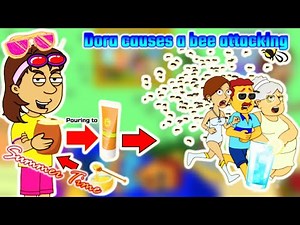 Dora causes a bee attacking by pour the honey to the sunscreen/Grounded BIG TIME