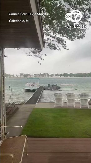 Strong Wind Destroys Jetty and Sends Furniture Flying Into Lake