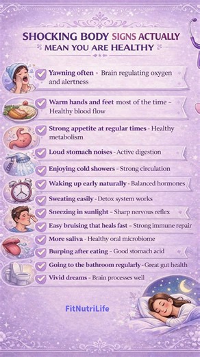 “12 Surprising Body Signs That Actually Mean You’re Healthy! 😲" #healthtips #healthylifestyle