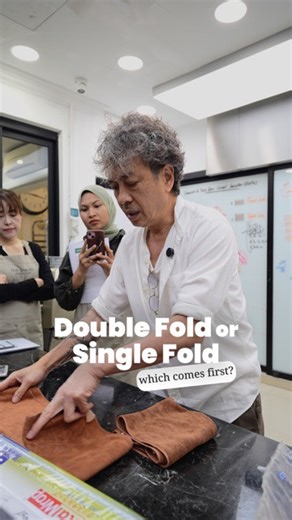Oldman Teh on Instagram: "Double fold and single fold, which one comes first?Some might think it doesn’t matter, because ultimately the butter layers are the same right? Actually not quite. As per demonstration in this video, we can see that if our final laminated dough is finished off with a single fold, it is less stress on the dough if we stretch the width to our desired measurements. So I always recommend using the double fold first and single fold last. Send this to a baker friend who needs