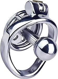BDSM Inverted Chastity Cage Negative Flat Penis cage Metal Penis Rings Steel Ball Adults Sex Toys for Couple (JA194-arc Ring 50mm)