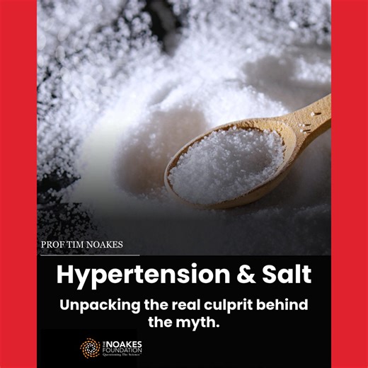 In this powerful clip, Prof Tim Noakes joins Nicole da Silva on @ifeel919 to challenge the long-standing myth that salt is the main cause of high blood pressure. “We’ve been blaming the wrong white crystal for decades,” says Prof Noakes as he unpacks the real metabolic culprits behind the global hypertension crisis. This short extract may just change the way you think about your next meal. Click here for the full interview: https://iono.fm/e/1446548 #WorldHypertensionDay #ProfTimNoakes #Metaboli