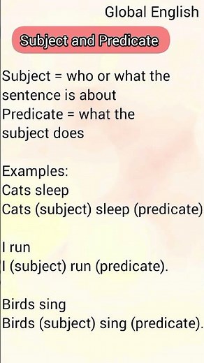 Subject and Predicate #englishgrammar
