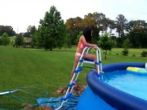 Two kids getting in pool for first time and it's cold!!!