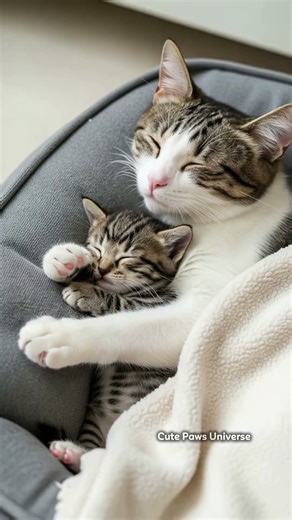 Mother Cat Cuddles Her Kitten to Sleep 🐱❤️ | Cutest Cat Moments