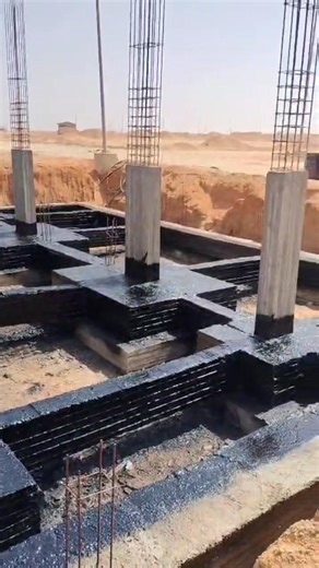 عزل القواعد المسلحة بيتومين ساخن عاده ومؤكسد لحماية الخرسانه والحديد من الصدأ #عزل #حديد | مهندس/ السيد جمال