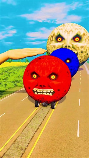 Big & Small Moon Cars vs Giant Hand Slap - BeamNG.Drive