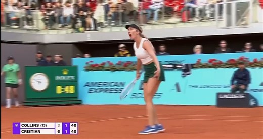 American tennis star Danielle Collins claps back at spectator during Madrid Open clash