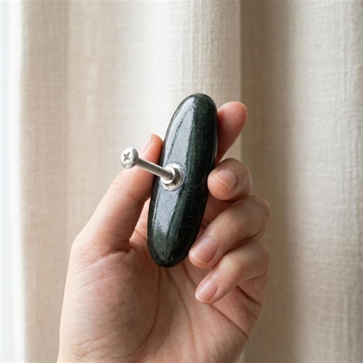 Unique Cabinet Knobs Black Oval Stone, One of a Kind Drawer Knobs, Natural Minimalist Statement Hardware, Easy Install - Etsy
