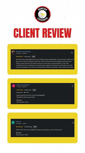 We love hearing from our clients!  Your trust and satisfaction inspire us to keep delivering top-quality locksmith and security services across Chicago. Thank you for choosing Nonstop Locksmith!  #NonstopLocksmith #CustomerReview #ClientFeedback #ChicagoBusiness #SecurityProfessionals #LocksmithServices #AccessControl #CCTV #SmartLocks #CommercialSecurity #ResidentialSecurity #TrustedExperts #HappyCustomers #ThankYou #TeamNonstop | Nonstop Locksmith | Facebook
