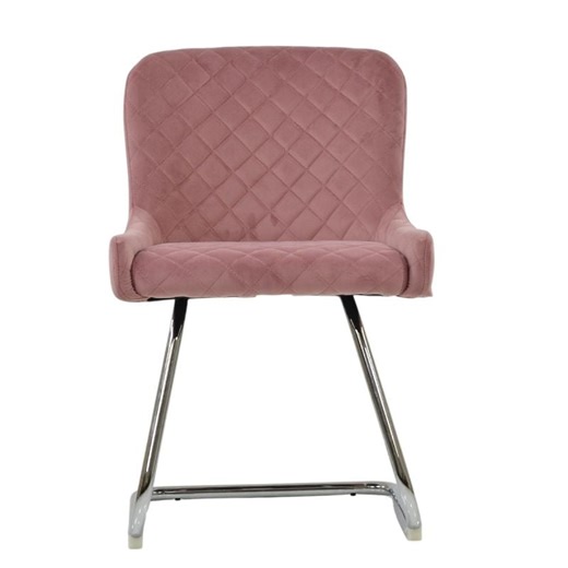 Hale Dining Chair Pink Velvet & Chrome