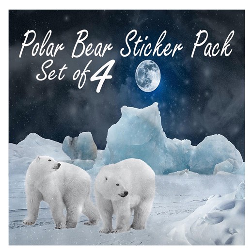 Polar Bear Sticker Set – Arctic Wildlife Sticker Pack, Winter Animal Laptop Water Bottle Decals