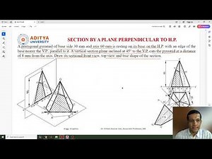 Lecture 95 #Section of Solids Problem11#Plane Perpendicular to HP&Inclined to VP #Pentagonal#Pyramid