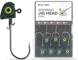 OJY&DOIIIY Swimbait Jig Heads with Chartreuse Fish Eye, 1/8 3/16 1/4 3/8 1/2oz Jigheads for Freshwater&Saltwater Fishing 10/15 Pack