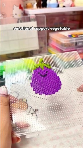 Cute Eggplant Pixel Art with Pixie Beads | Mini Fuse Beads Tutorial #pixiebeads #craft #pixelart