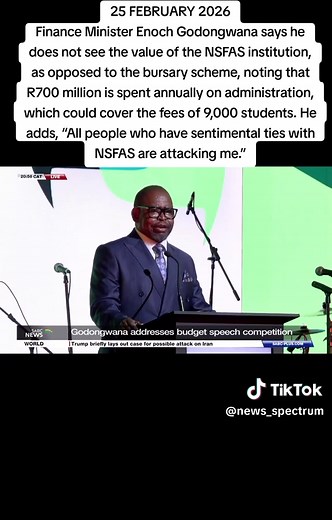 Budget Speech 2026: Minister Godongwana Critiques NSFAS