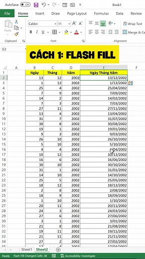 [Thủ thuật Excel] Mẹo gộp ngày tháng năm riêng lẻ thành cột hoàn chỉnh! #Shorts