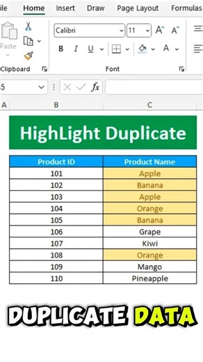 Quickly Highlight Duplicate Values in Excel #excel #exceltips #exceltricks #exceltutorial