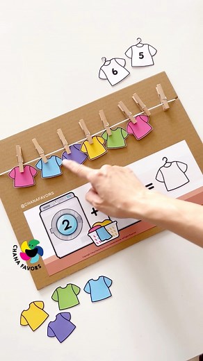 1M views · 9K reactions | 狀 Laundry Line Math: A playful way to learn addition and subtraction! Hang up the fun with our interactive printable game. Get your kids excited about math while doing laundry. Available now on our Etsy store! #chanafavors #learningisfun #preschool #mathforkids #learningthroughplay | Chanafavors | Facebook