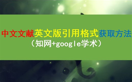 获取中文文献英文引用格式的一种方法