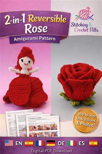 Reversible Rose Fairy Crochet Pattern | 2-in-1 Flip Doll (digital PDF Download) - Etsy Canada