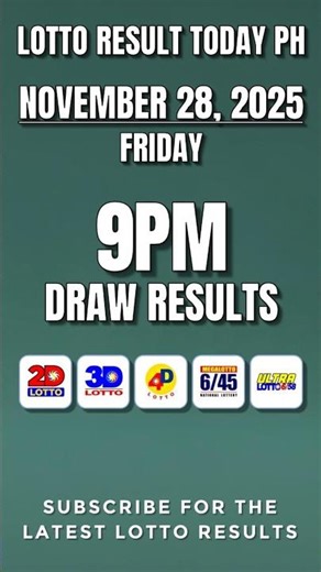 PCSO 2D 3D 4D 6/45 6/58 Lotto Result Today 9pm Draw November 28 2025