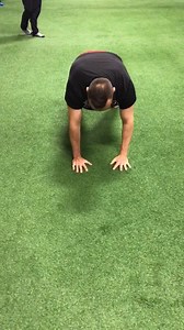 This is a high plank variation that’s great if you don’t have much space to workout in! Here Darren has his hands directly underneath his shoulders and back flat. Focusing on keeping his hips square, he taps one shoulder. This gives you less points of contact with the ground so your core has to engage in order to keep your hips still. If you need to make it a little easier just widen the stance of your feet. Great exercise to make easier or harder in a small amount of space! | SVPT Fitness & Ath