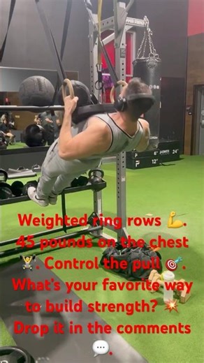 Weighted Ring Rows | 45 LB Plate Challenge | Strength & Control 💪🔥 #Shorts