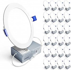 Ensenior 24 Pack 6 Inch LED Recessed Light, Dimmable, 5000K Daylight, 1200LM High Brightness, 12W 120V, Damp Rated, Ultra-Thin Canless Wafer Ceiling Light - ETL & FCC & IC