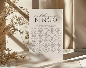 Find the Guest Bingo, Printable Wedding Table Games Card, Bridal Shower Bingo, Editable Ice Breaker Game Template, Instant Download - Etsy