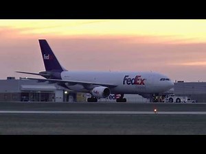 Fedex A300 Engine Start and Sunset Takeoff