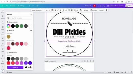 Editable Dill Pickle Canning Label Template - Printable Jar Lid Sticker for Canva (1.5-2.5 Inch) - Etsy