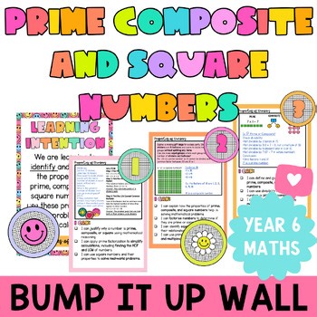 Grade 6 Prime Composite and Square Numbers Math Bump It Up Wall Progression