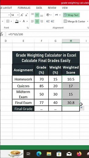 Grade Weighting Calculator in Excel#exceltips