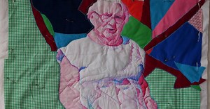 Victoria Findlay Wolfe on her grandmother quilt