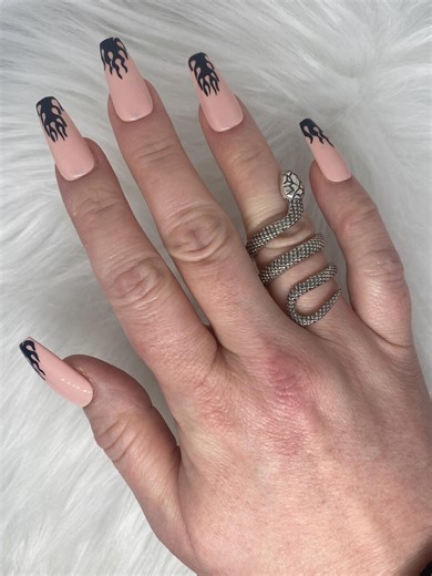 Black Flame Fire Press-on Gel Nails - Etsy